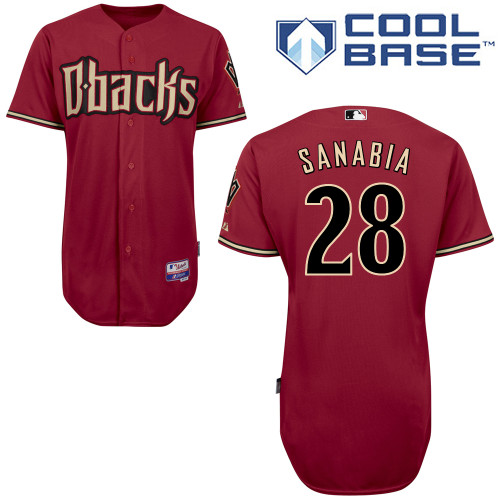 Alex Sanabia #28 MLB Jersey-Arizona Diamondbacks Men's Authentic Alternate Red Cool Base Baseball Jersey